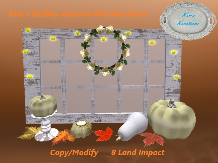 Second Life Marketplace Kim's Shabby Autumn Window Decor BLACK